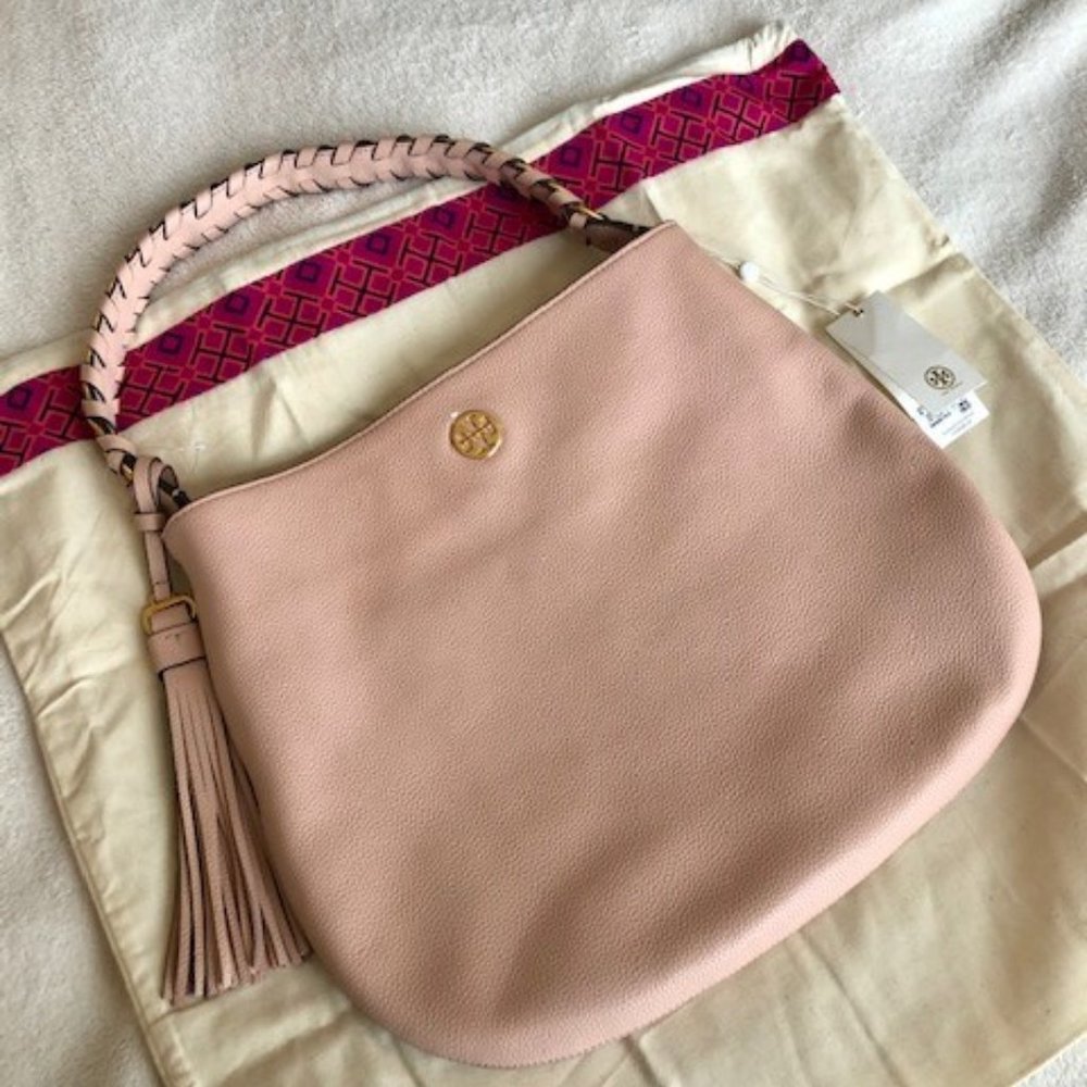 Tory Burch Brooke Pebbled Leather Pink NWT